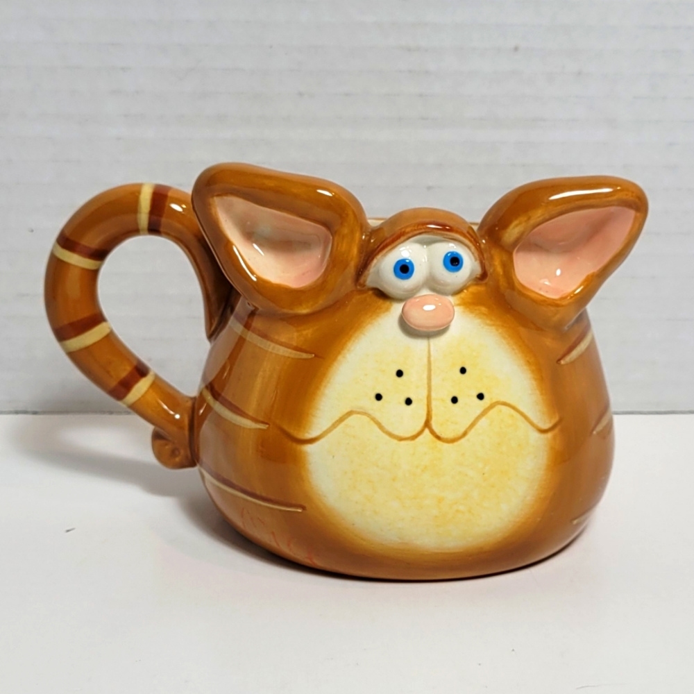 Cute Orange Tabby Alley Katz Kitty Cat Handpainted Mug Cup NWT